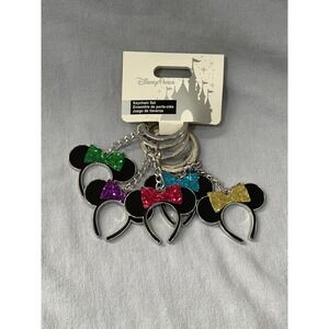 NEW Disney Parks - Set of 5 - Minnie Mouse Shiny Glitter Color Ears Keychain